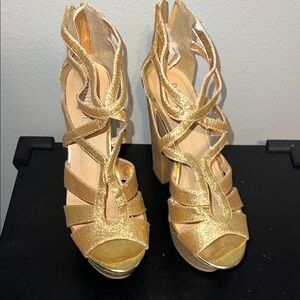 Rouge Helium Gold Strappy Heels